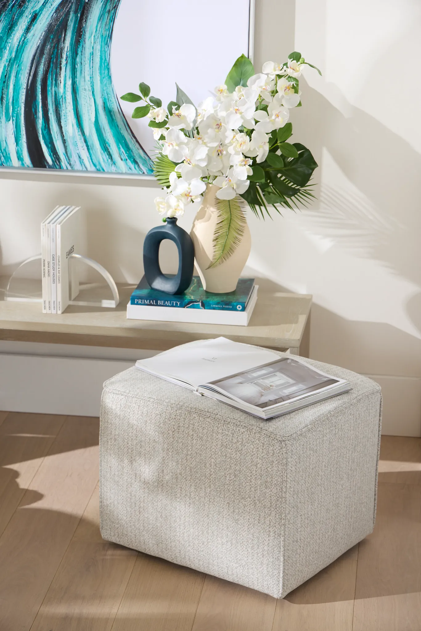 Zeta Light Blue Accent Pouf