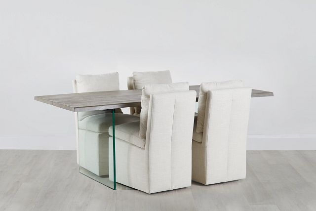 Carmel Light Beige Wood Rectangular Table & 4 Upholstered Chairs (0)
