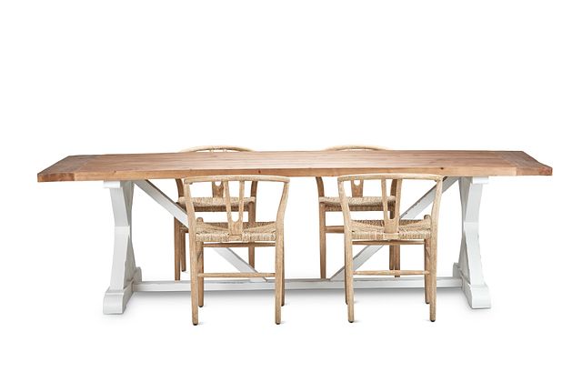 Hilton Light Tone 110" Table & 4 Wood Chairs (2)