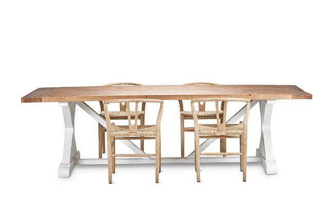 Hilton Light Tone 110" Table & 4 Wood Chairs