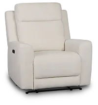 Dean White Fabric Power Recliner