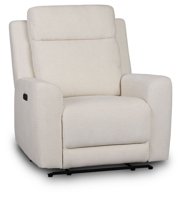Dean White Fabric Power Recliner
