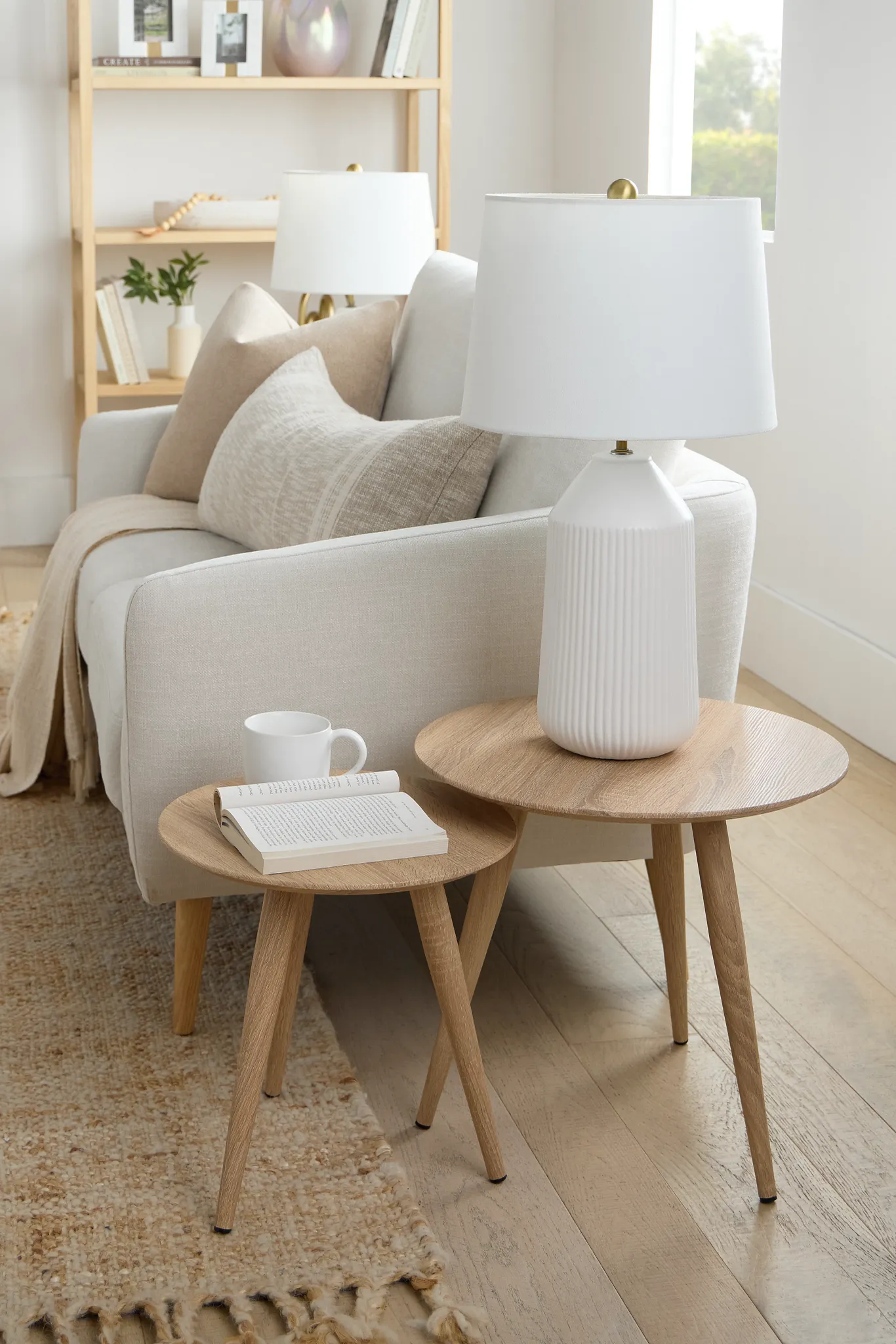 Avon Light Tone Round Bunching End Table