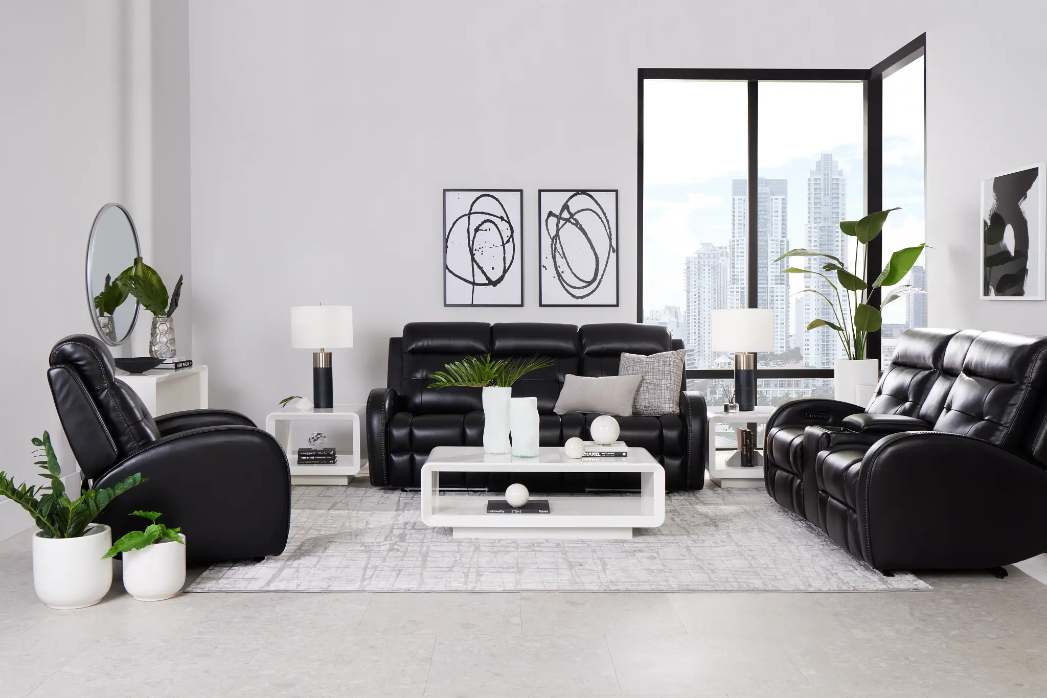 Omega Black Micro Power Reclining Sofa Omega Black Micro Power Reclining Sofa