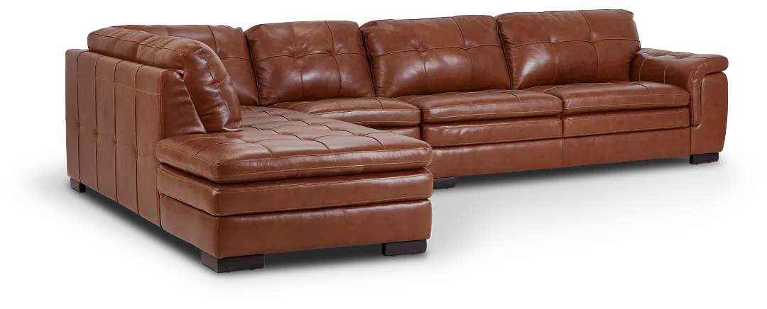 Braden Medium Brown Leather Medium Left Bumper Sectional