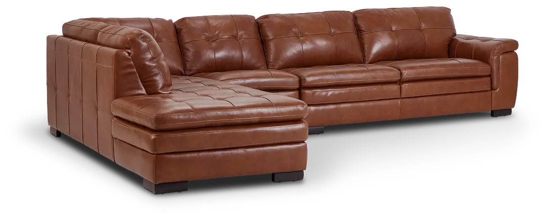 Braden Medium Brown Leather Medium Left Bumper Sectional Braden Medium Brown Leather Medium Left Bumper Sectional