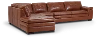 Braden Medium Brown Leather Medium Left Bumper Sectional