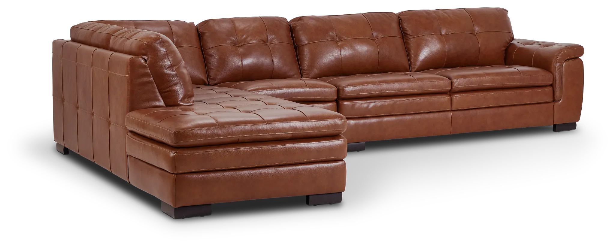 Braden Medium Brown Leather Medium Left Bumper Sectional
