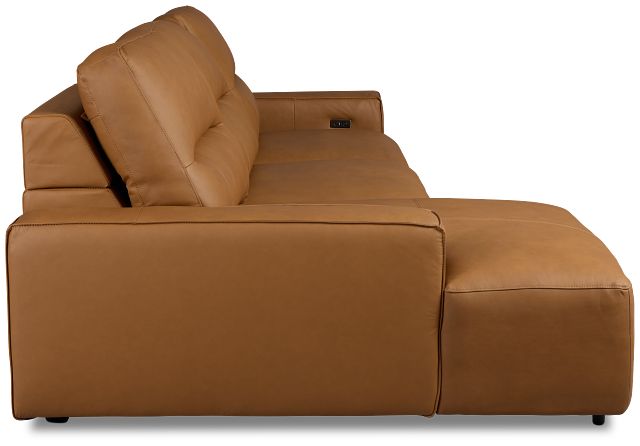 Rudy Brown Lthr/vinyl Left Power Extension Chaise Sectional