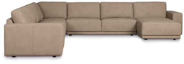 Kellan Taupe Leather Medium Right Chaise Sectional