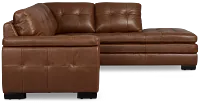 Braden Medium Brown Leather Small Right Bumper Sectional