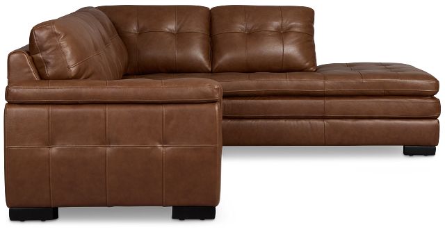 Braden Medium Brown Leather Small Right Bumper Sectional