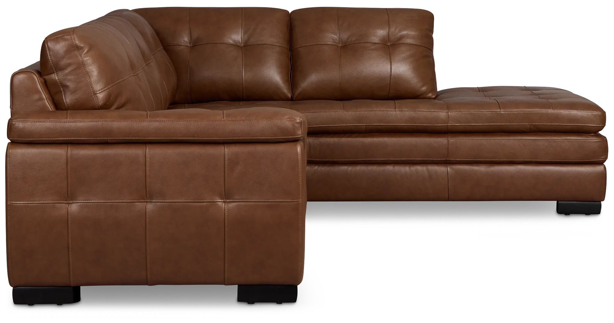 Braden Medium Brown Leather Small Right Bumper Sectional