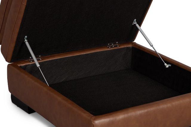 Braden Medium Brown Leather Storage Ottoman