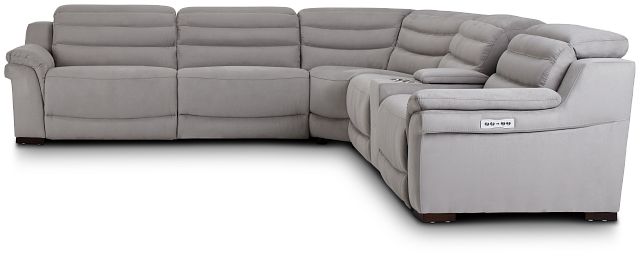 Sentinel Light Gray Micro Medium Triple Power Sectional With Music Console