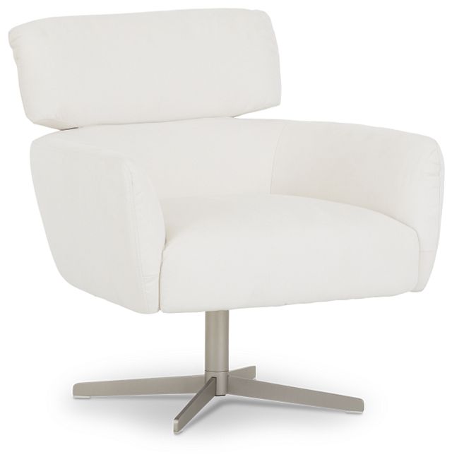 Wynn White Micro Swivel Accent Chair