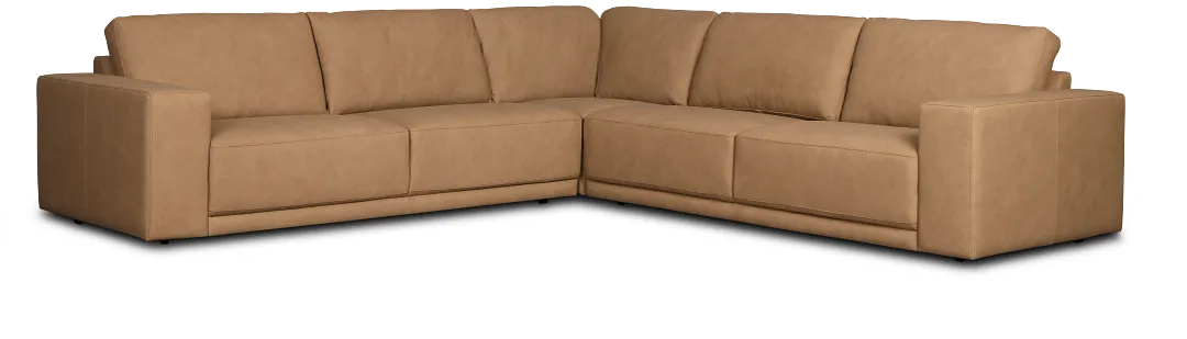 Kellan Light Brown Leather Small Two-arm Sectional