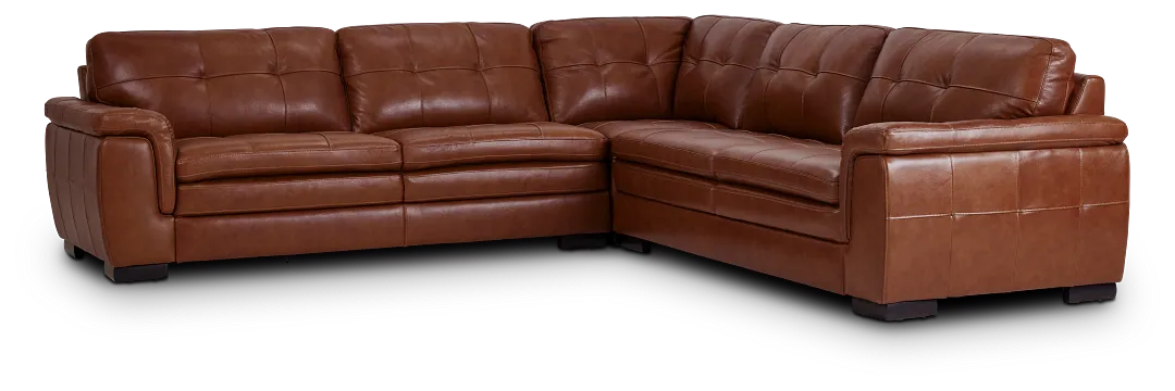 Braden Medium Brown Leather Small Two-arm Sectional