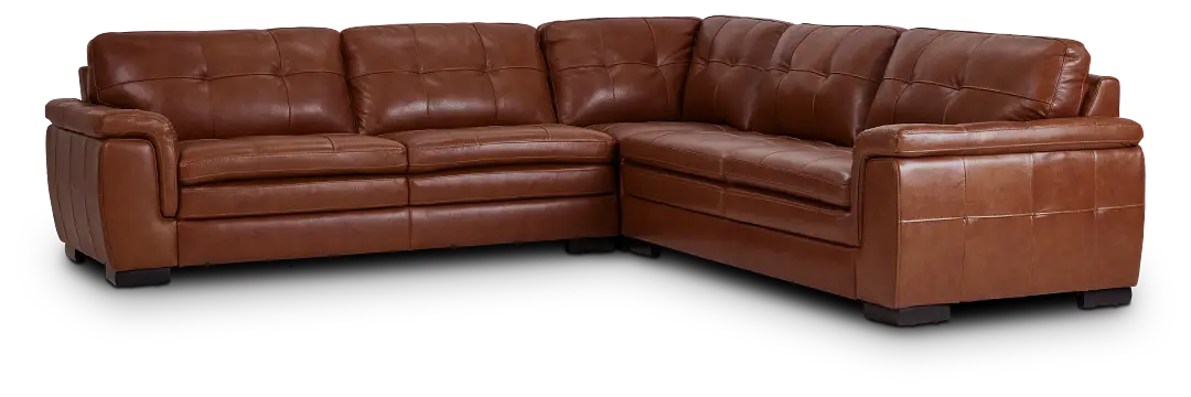 Braden Medium Brown Leather Small Two-arm Sectional Braden Medium Brown Leather Small Two-arm Sectional