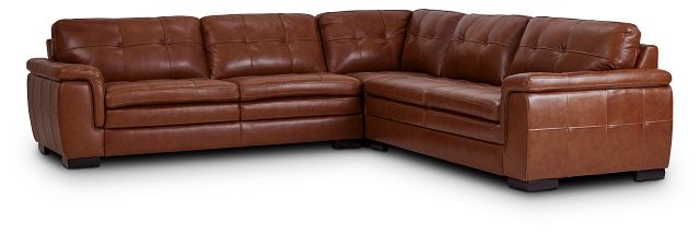 Braden Medium Brown Leather Small Two-arm Sectional