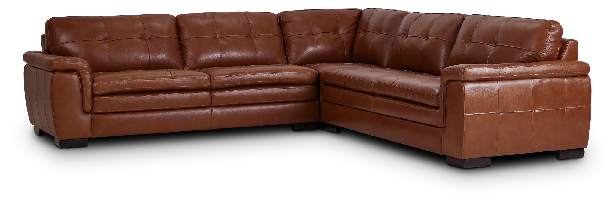 Braden Medium Brown Leather Small Two-arm Sectional Braden Medium Brown Leather Small Two-arm Sectional