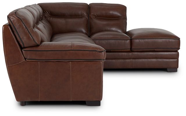 Alexander Medium Brown Leather Right Bumper Sectional