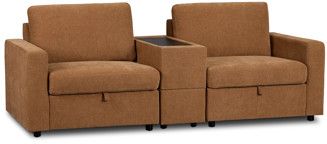 Addie Brown Fabric 2-piece Modular Storage Sofa With Console
