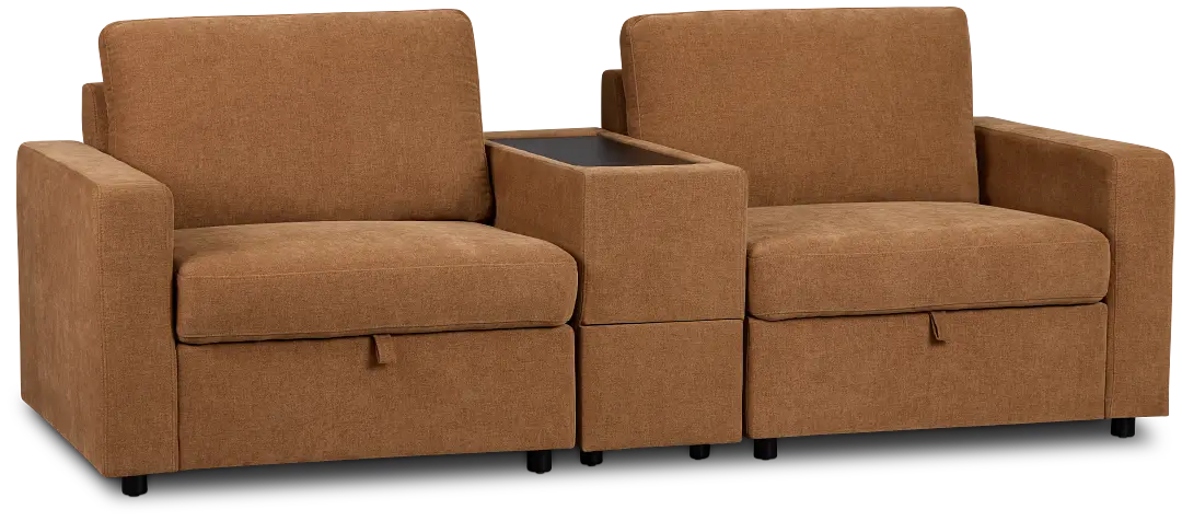 Addie Brown Fabric 2-piece Modular Storage Sofa With Console Addie Brown Fabric 2-piece Modular Storage Sofa With Console