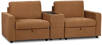Addie Brown Fabric 2-piece Modular Storage Sofa With Console
