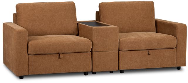 Addie Brown Fabric 2-piece Modular Storage Sofa With Console