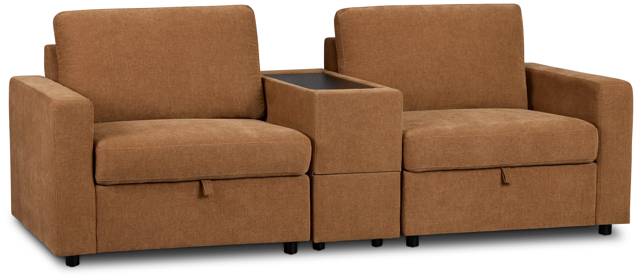 Addie Brown Fabric 2-piece Modular Storage Sofa With Console Addie Brown Fabric 2-piece Modular Storage Sofa With Console
