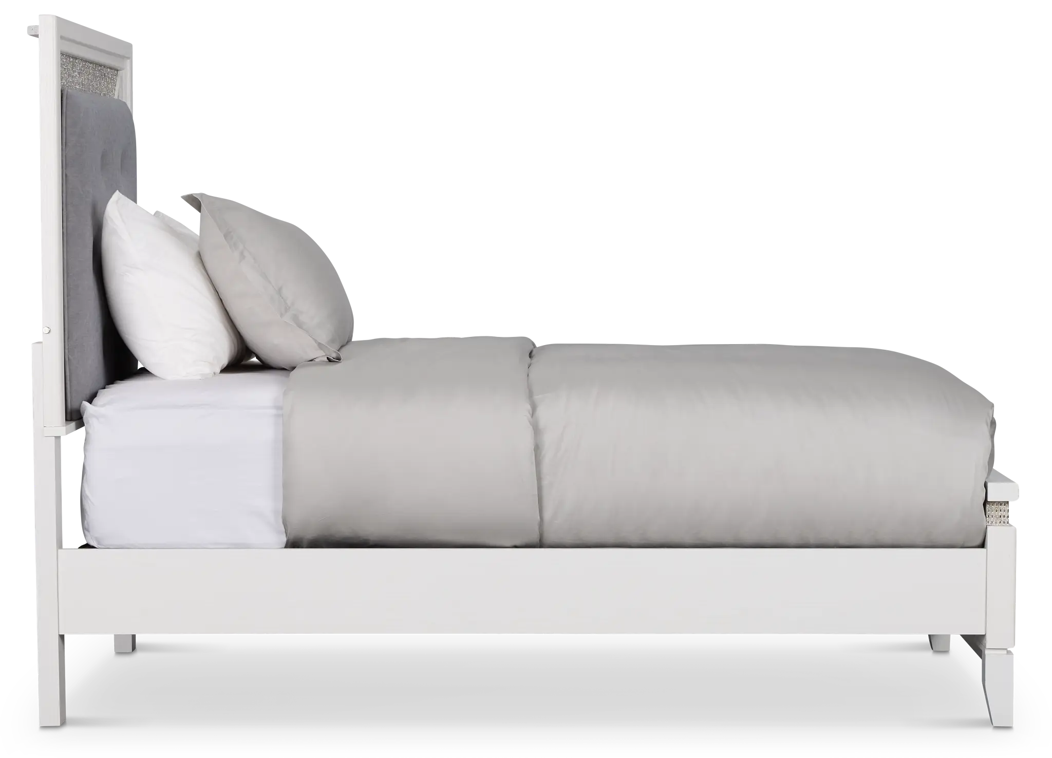 Alessandria White Uph Panel Bed With Lights Alessandria White Uph Panel Bed With Lights