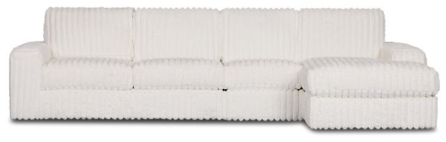 Teddy White Fabric Small Right Chaise Sectional