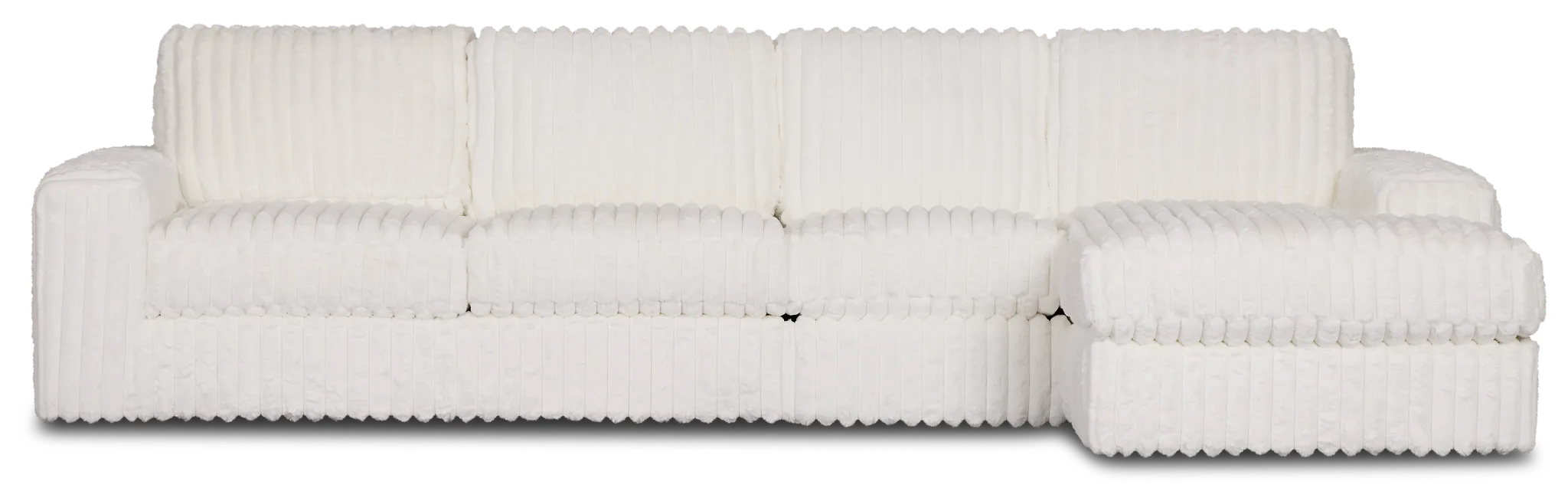 Teddy White Fabric Small Right Chaise Sectional