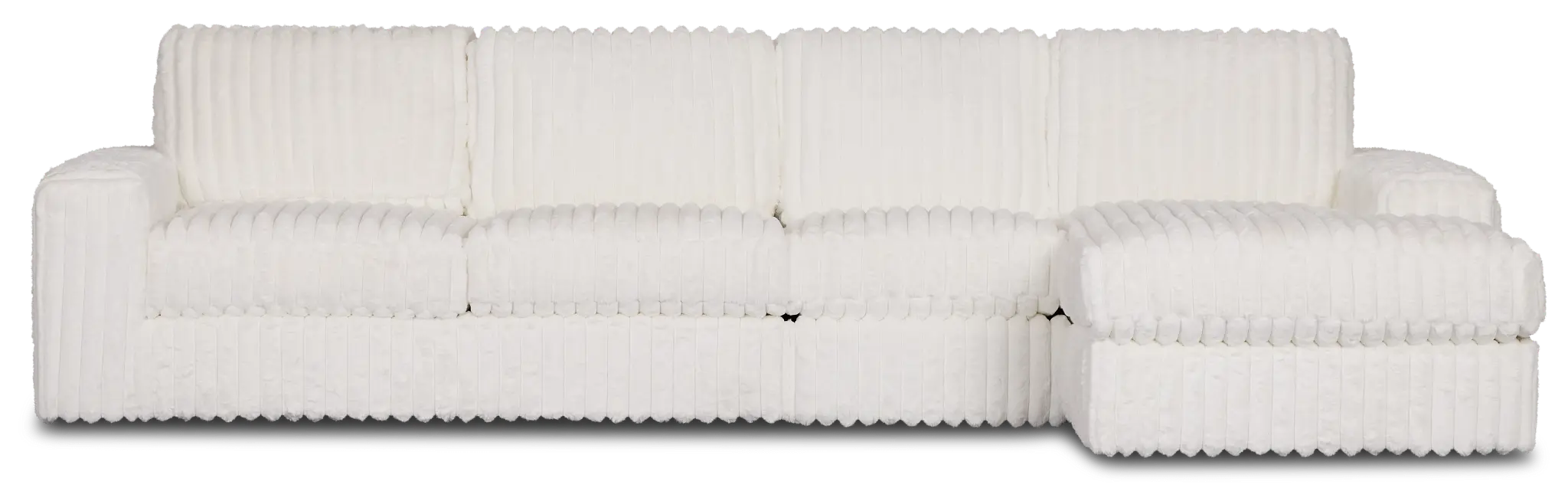 Teddy White Fabric Small Right Chaise Sectional Teddy White Fabric Small Right Chaise Sectional