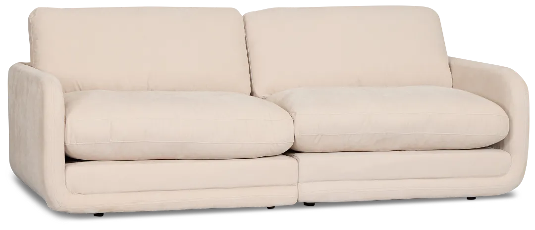 Jules Ivory Velvet 2 Piece Modular Sofa