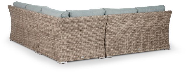 Raleigh Teal Woven Small Two-arm Sectional (2)