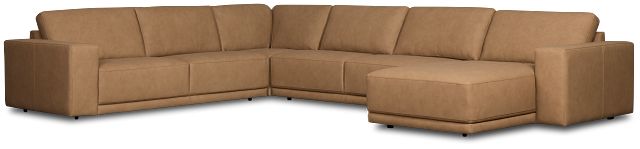 Kellan Light Brown Leather Medium Right Chaise Sectional