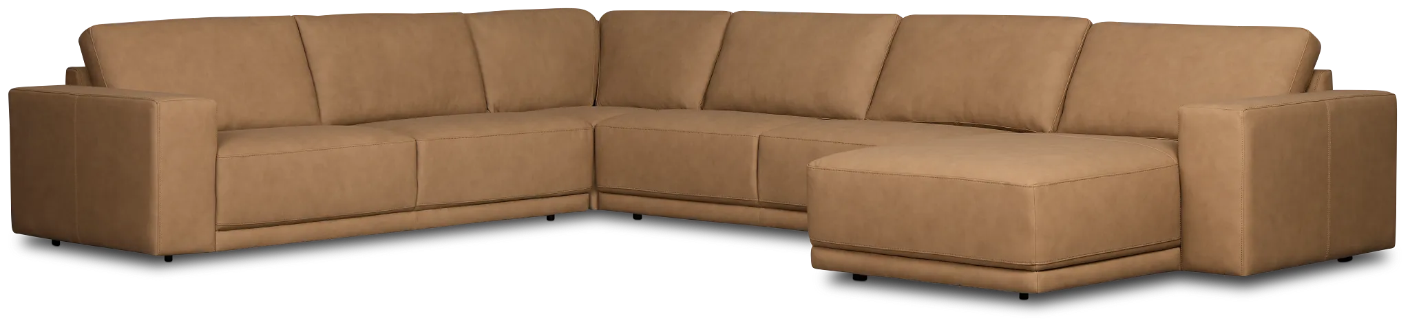 Kellan Light Brown Leather Medium Right Chaise Sectional