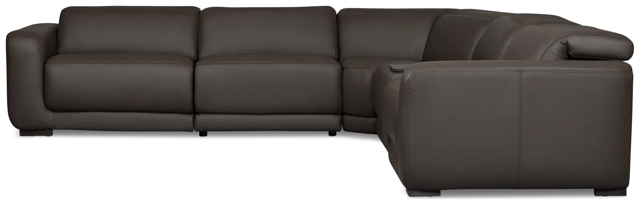 Kieran Dark Brown Lthr/vinyl Medium Triple Power 2-arm Sectional