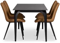 Sierra Black Stone Rectangular Table & 4 Upholstered Chairs