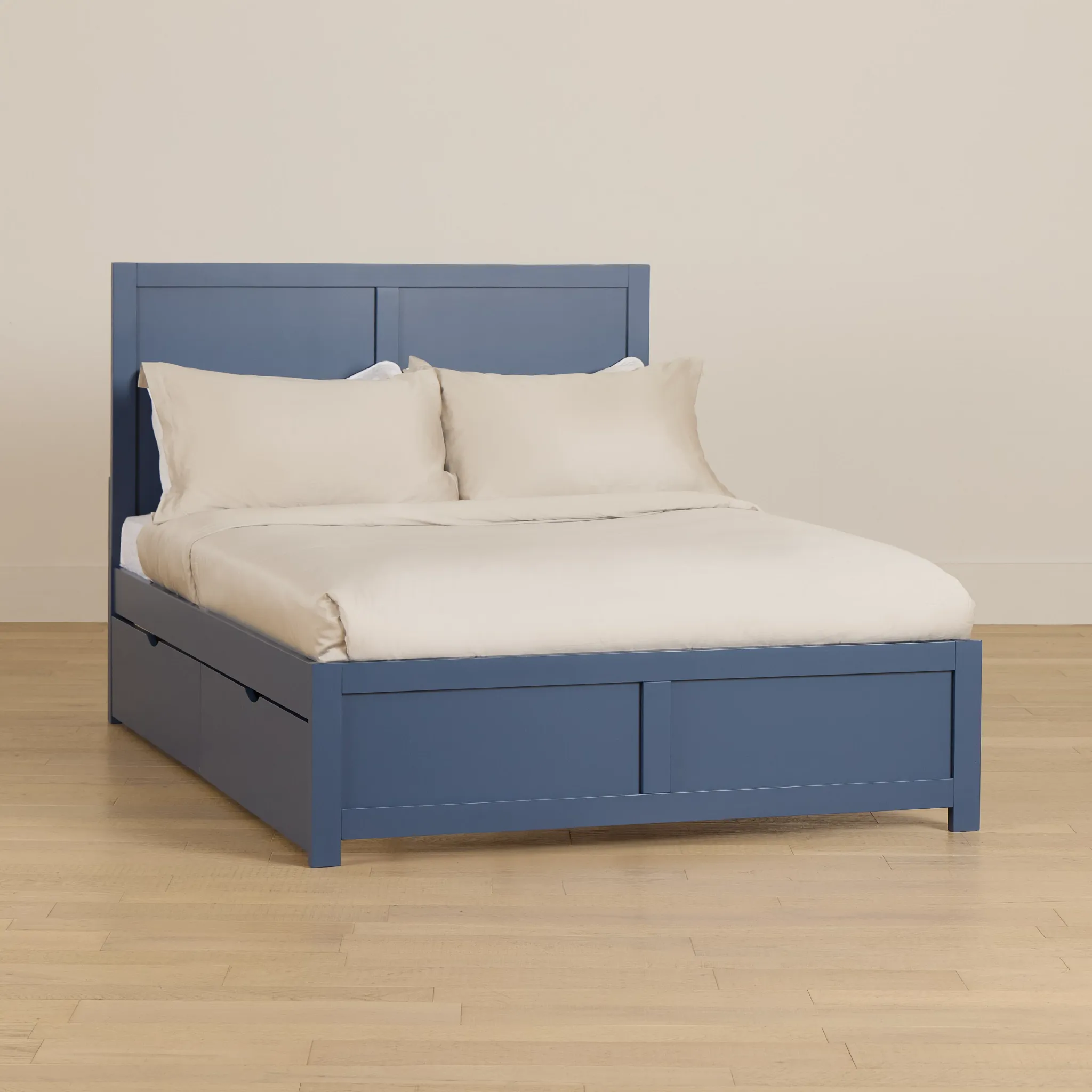 Charleston Dark Blue Panel Bed With 2 Storage Drawers