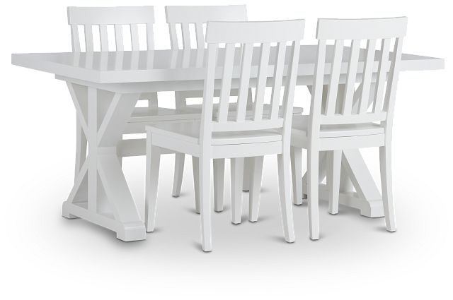 Nantucket White Trestle Table & 4 White Wood Chairs (2)