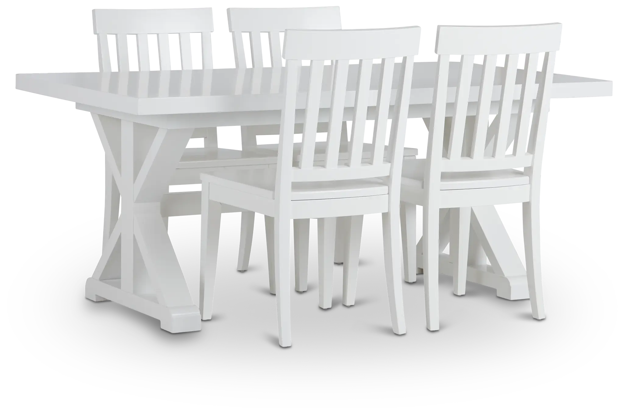 Nantucket White Trestle Table & 4 White Wood Chairs Nantucket White Trestle Table & 4 White Wood Chairs