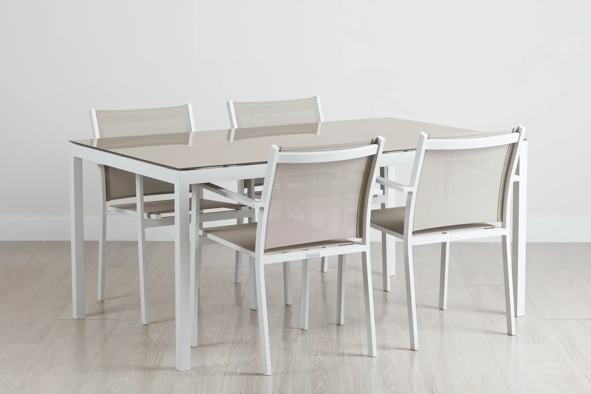 Aventura Champagne 63" Table & 4 Arm Chairs Aventura Champagne 63" Table & 4 Arm Chairs