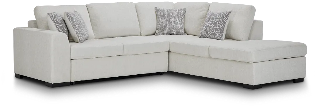 Blakely White Fabric Small Right Bumper Sleeper Sectional