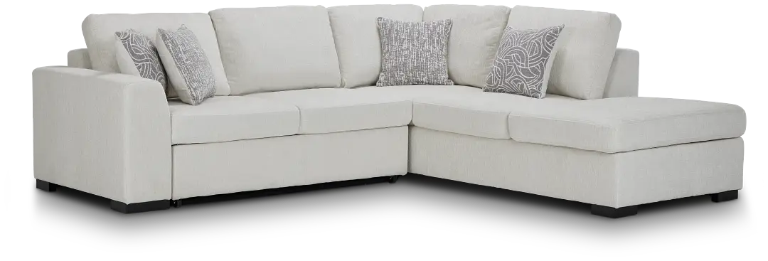 Blakely White Fabric Small Right Bumper Sleeper Sectional Blakely White Fabric Small Right Bumper Sleeper Sectional