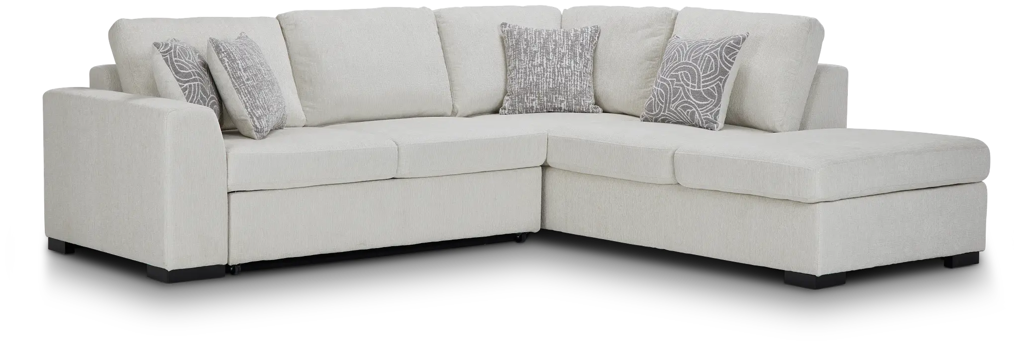 Blakely White Fabric Small Right Bumper Sleeper Sectional Blakely White Fabric Small Right Bumper Sleeper Sectional