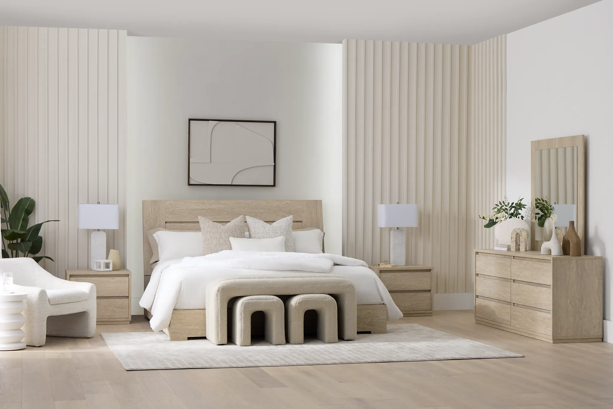 Malta Light Tone Panel Bed