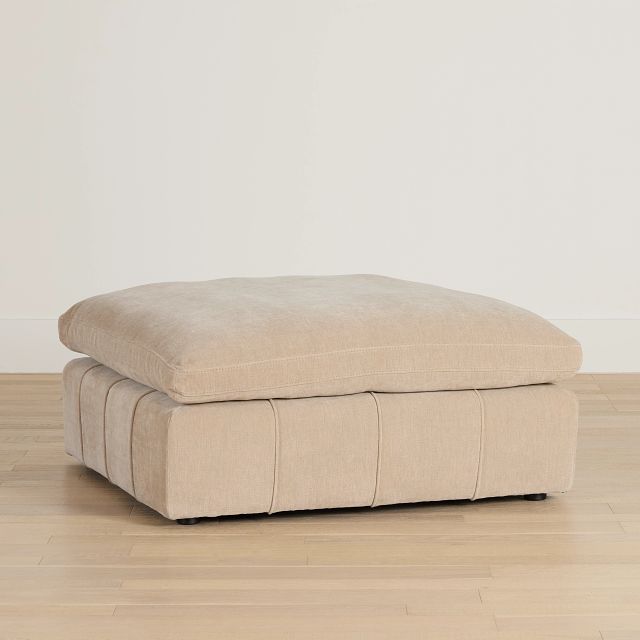 Cruz Light Beige Fabric Ottoman